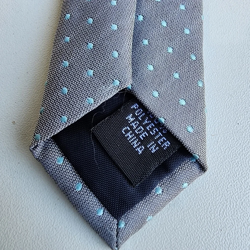 Boy's Gray Aqua Blue Polka Dot Neck Tie Size Kids